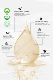 Sivilce ve Siyah Nokta Karşıtı Gözenek Sıkılaştırıcı Salisilik ve Glikolik Asit Tonik - Yağlı, Karma, Akne Eğilimli Ciltler Exfoliating AHA + BHA Tonic